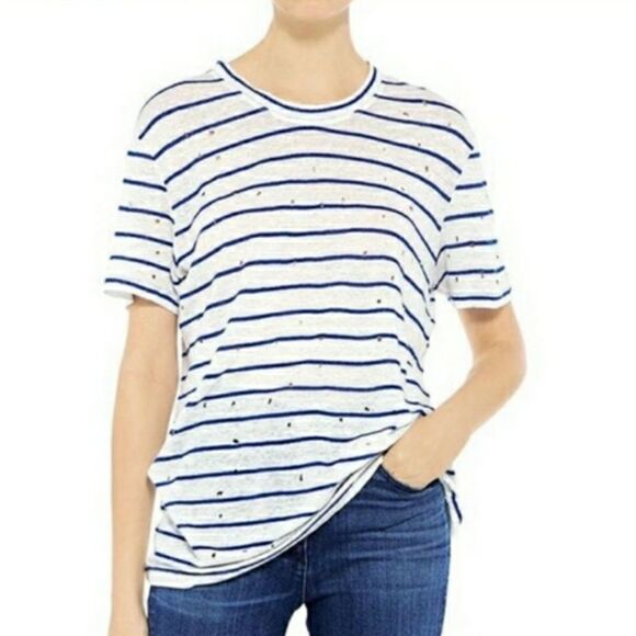 IRO Mina 100% Linen Distressed Short Sleeve Top - Picture 11 of 11